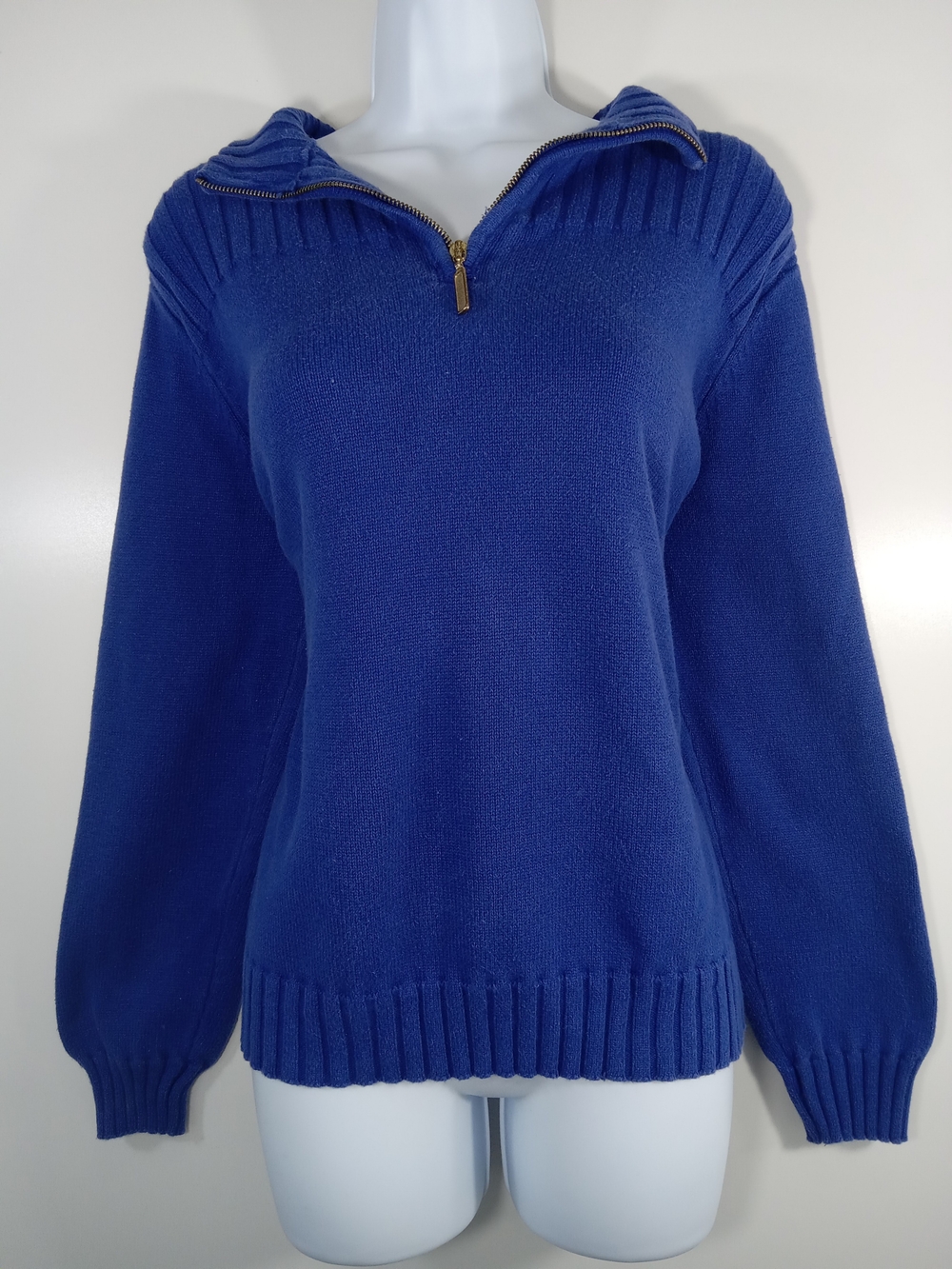 Karen Scott Royal Blue Quarter Zip Pullover Sweater